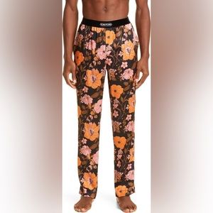 Tom Ford mens Floral Print Stretch Silk Pajama Pants large nwot